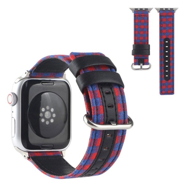 Generic Apple Watch Series 6 / 5 40mm Plaid Nylon Band - Red Blu