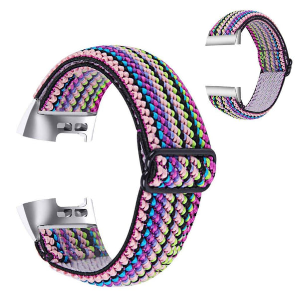 Generic Fitbit Charge 4 / 3 Elastic Stylish Pattern Watch Strap - Multi- Multicolor