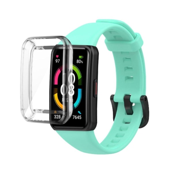 Generic Huawei Band 6 Silicone Watch Strap With Clear Cover - Teal Green