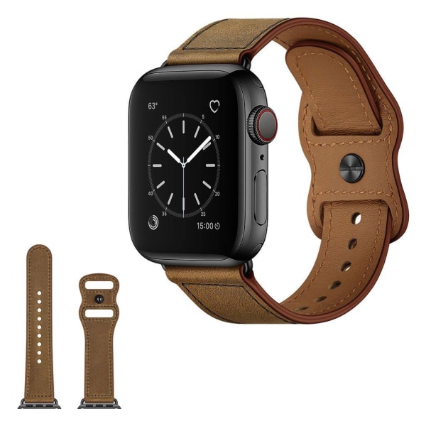 Generic Apple Watch Series 6 / 5 40mm Unique Genuine Leather Band Brown
