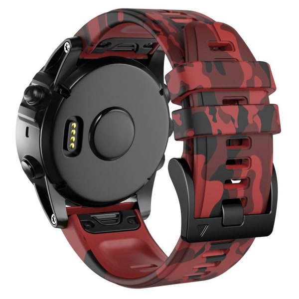 Generic 26mm Camouflage Pattern Silicone Watch Strap For Garmin - Red