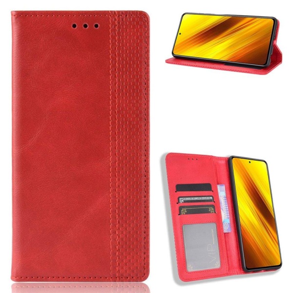 Generic Bofink Vintage Xiaomi Poco X3 / Nfc Læder Etui - Rød Red