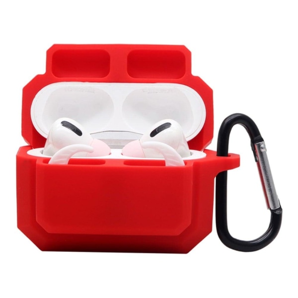 Generic 3-in-1 Airpods Pro Silicone Case With Ear Tip + Carabiner - Red