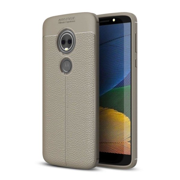 Generic Motorola Moto E5 Plus Mobiletui I Silikone Og Plastik Med Litchi Silver Grey