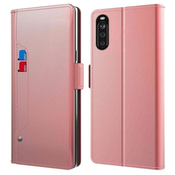 Generic Phone Etui Med Make-up Mirror Og Slick Design Til Sony Xperia 10 Pink