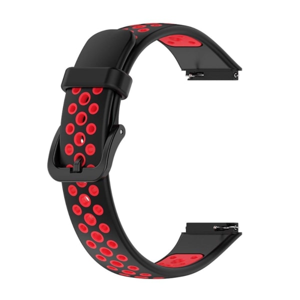 Generic Huawei Band 7 Dual Color Silicone Watch Strap - Black / Red