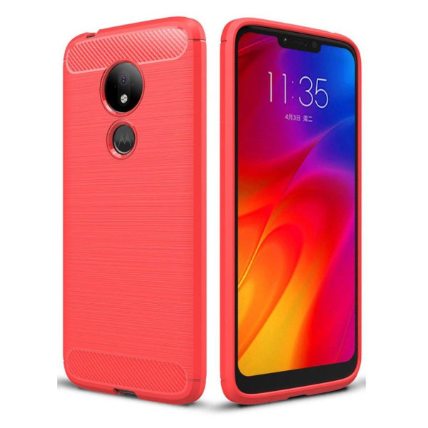 Generic Carbon Flex Motorola Moto G7 Power Cover - Rød Red