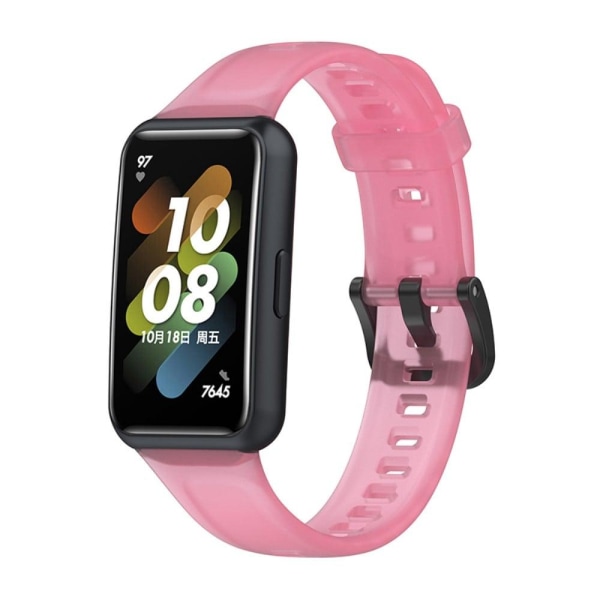 Generic Huawei Band 7 Translucent Silicone Watch Strap - Transparent Pin Pink