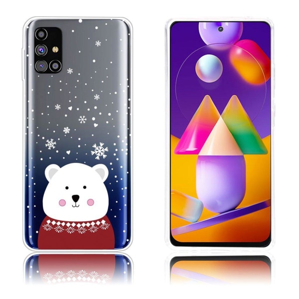 Generic Christmas Samsung Galaxy M31s Etui - Sne Og Bjørn White