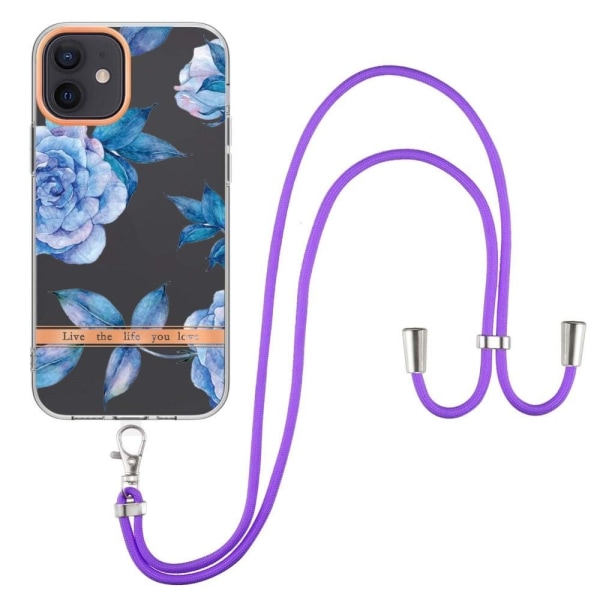 Generic Slim And Durable Softcover With Lanyard For Iphone 12 / Pro - Blue