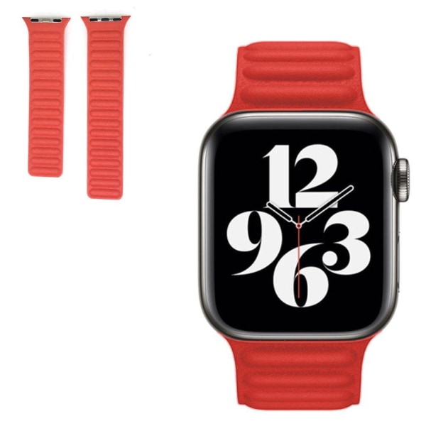 Generic Apple Watch Series 6 / 5 40mm Simple Ægte Læder Rem - Orange Rød