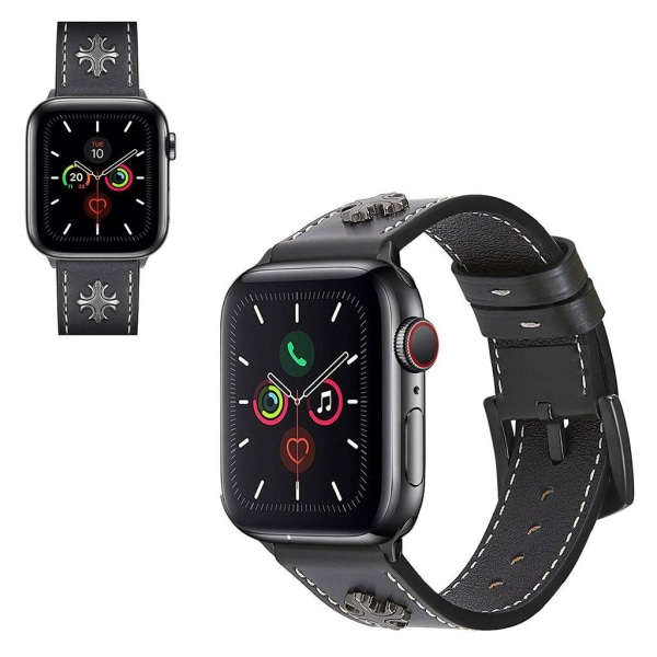 Generic Apple Watch Series 5 / 4 40mm Genuine Cross Style Leather Black
