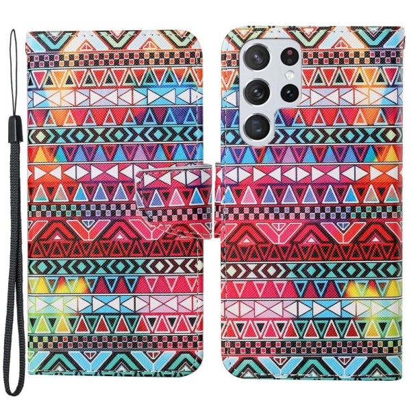 Generic Wonderland Samsung Galaxy S22 Ultra Flip Etui - Ethnic Mønster Multicolor
