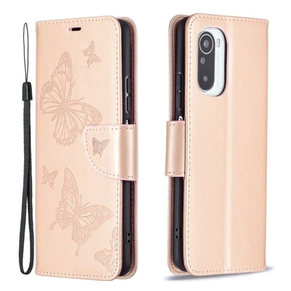 Generic Butterfly Xiaomi Mi 11i / Poco F3 K40 Pro Plus Flip Case - Ros Pink