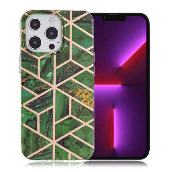 Generic Marble Iphone 13 Pro Etui - Green Rhombus