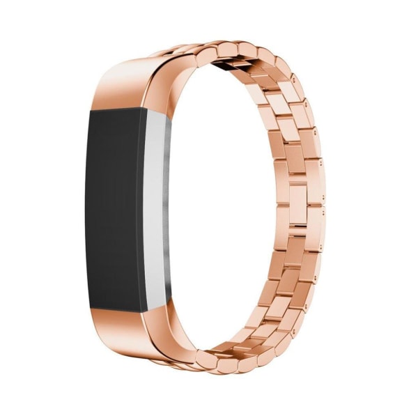 Generic Fitbit Alta Armbånd Af Rustfri Stål - Rødguld Pink