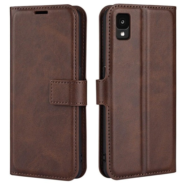Generic Wallet-style Leather Case For Tcl 30 Z - Brown