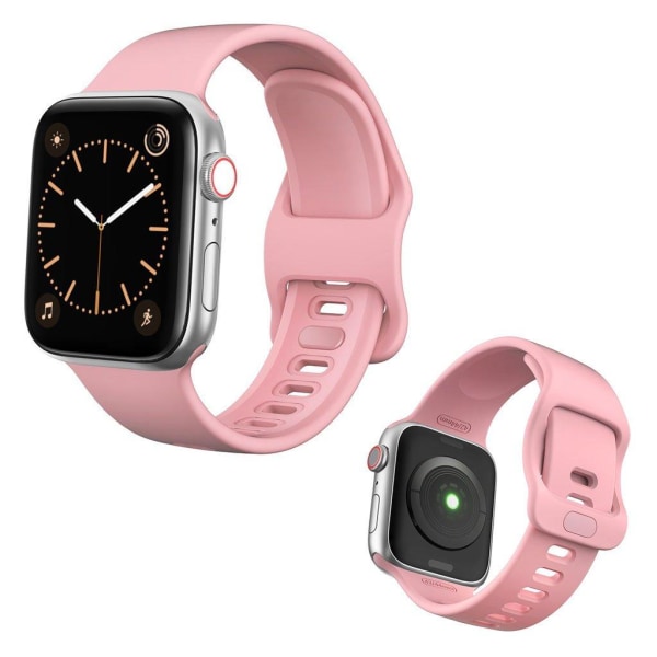 Generic Apple Watch Series 5 44mm Simpel Silikone Urrem - Lyserød Pink
