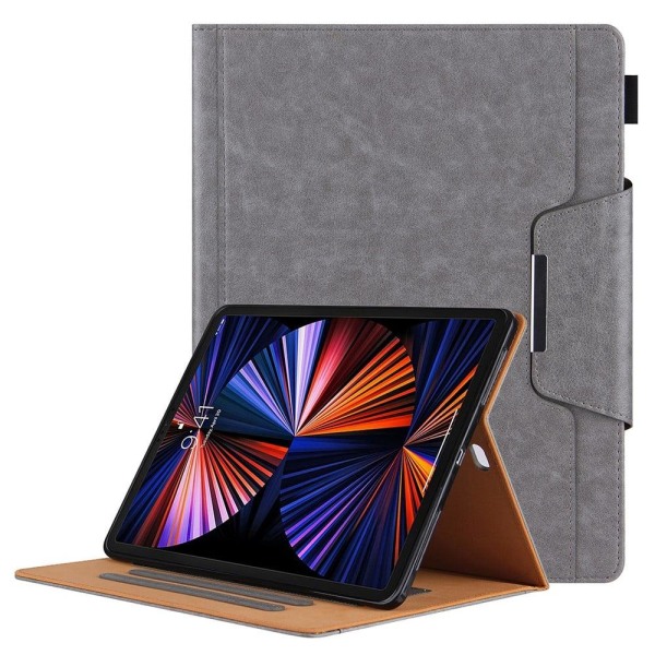 Generic Ipad Pro 12.9 (2021) / (2020) (2018) Pu Leather Flip Case With Silver Grey