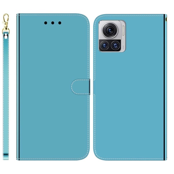 Generic Mirror Motorola Edge 30 Ultra / X30 Pro Flip Etui - Blå Blue
