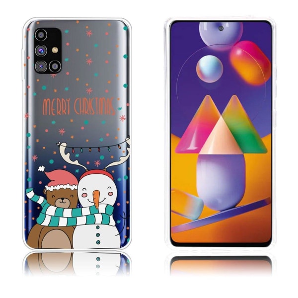 Generic Christmas Samsung Galaxy M31s Etui - Snowman Og Bjørn Multicolor