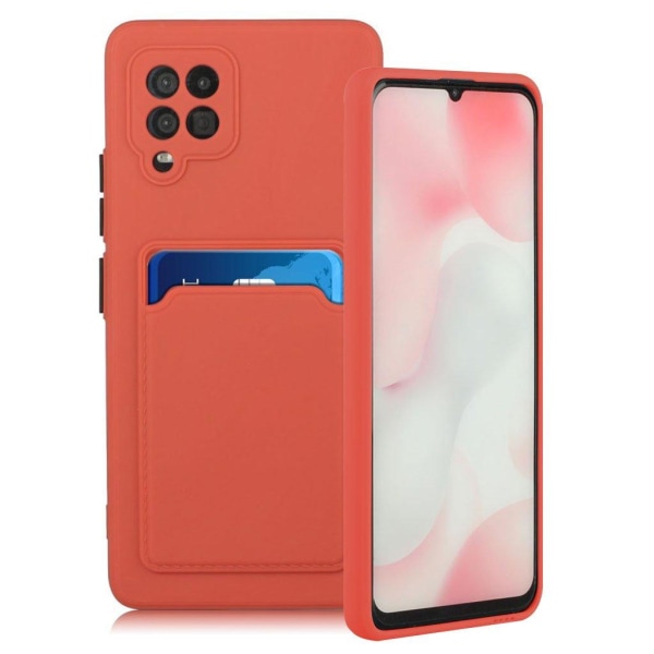 Generic Card Holder Cover Til Samsung Galaxy A42 5g - Coral Orange
