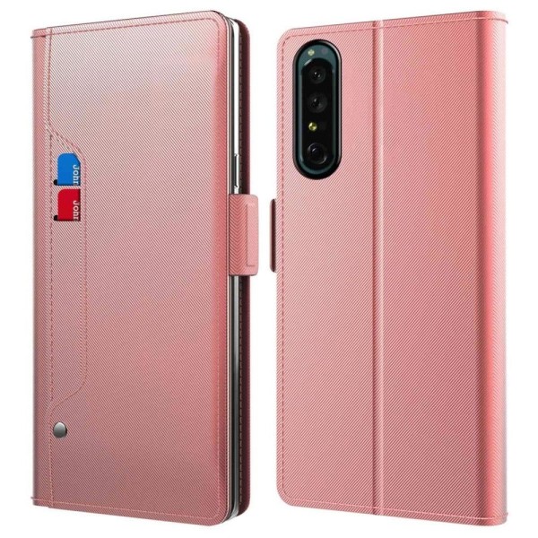 Generic Phone Etui Med Make-up Mirror Og Slick Design Til Sony Xperia 1 Pink