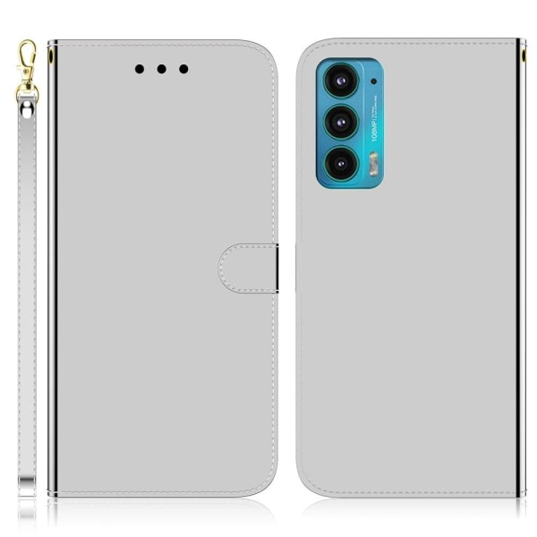 Generic Mirror Motorola Edge (2021) Flip Etui - Sølv Silver Grey