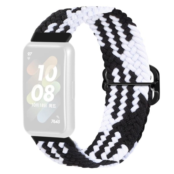 Generic Huawei Band 7 Weave Style Watch Strap - Black / White