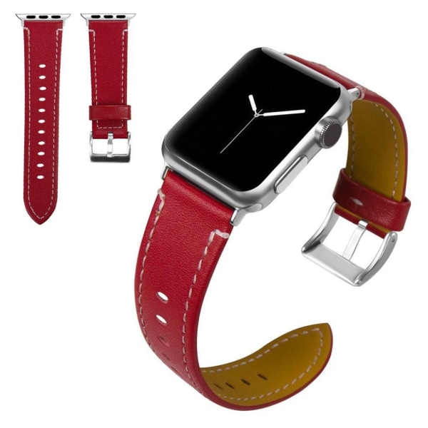 Generic Apple Watch Series 5 / 4 40mm Classic Genuine Leather Band Red