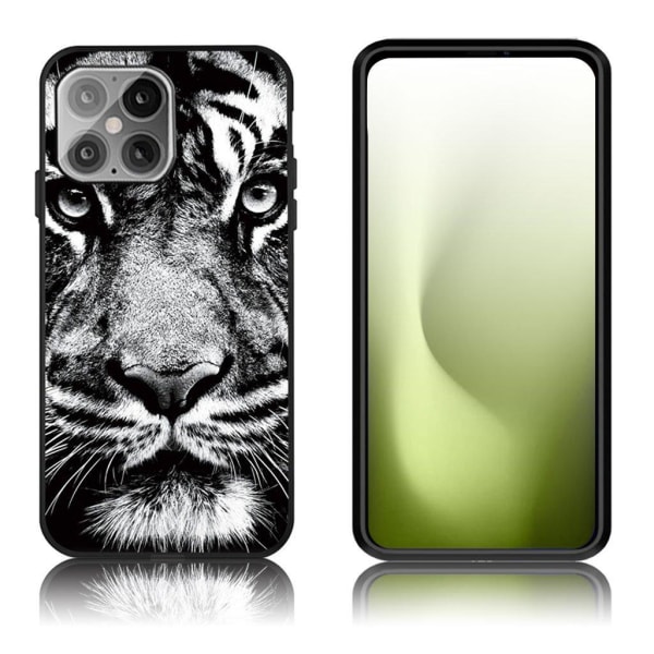 Generic Imagine Iphone 12 Pro Max Etui - Tiger Silver Grey