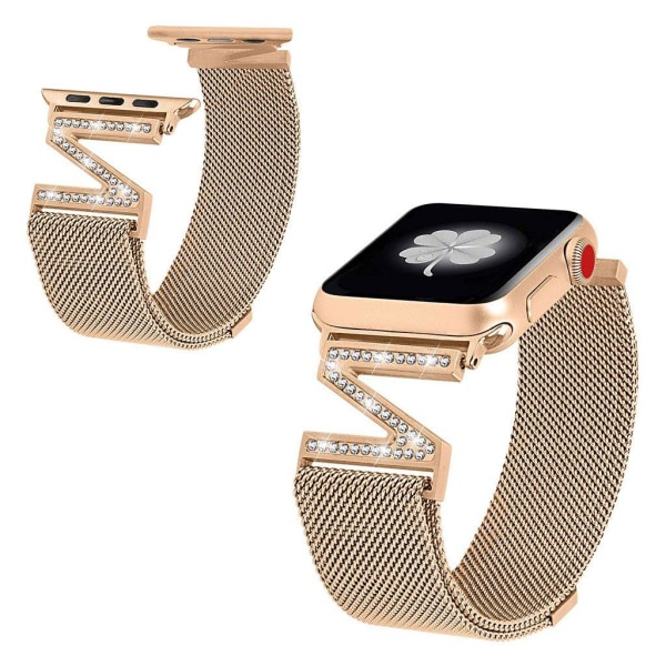 Generic Apple Watch Series 5 44mm Z-formet Rhombus Rustfrit Stål Urrem - Gold