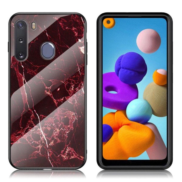 Generic Fantasy Marble Samsung Galaxy A21 Cover - Hvid Red
