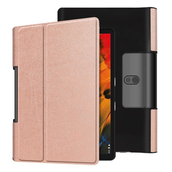 Generic Lenovo Yoga Smart Tab 10.1 Holdbar Læder Flip Etui - Rødguld Pink