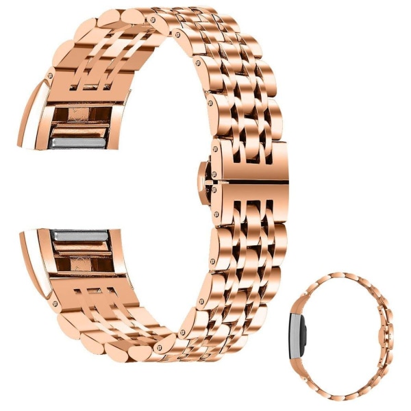 Generic Fitbit Charge 2 Stainless Steel Watch Strap - Rose Gold Pink
