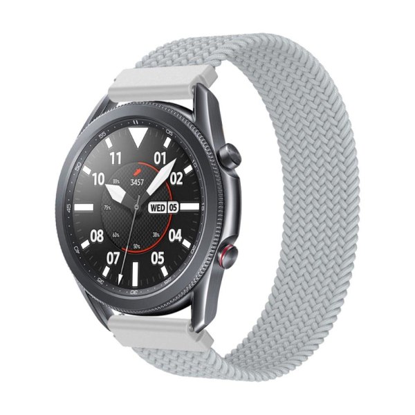 Generic Samsung Galaxy Watch 3 (45mm) Elastic Nylon Strap - Pearl Silver Grey