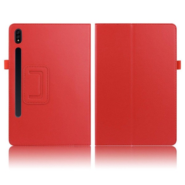 Generic Samsung Galaxy Tab S7 Plus Litchi Læder Flip Etui - Rød Red