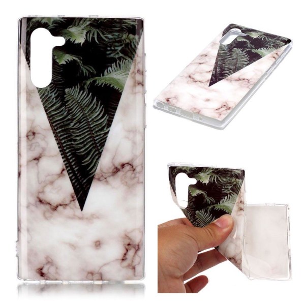 Generic Marble Samsung Galaxy Note 10 Cover - Leaves Mønster Marmor Green