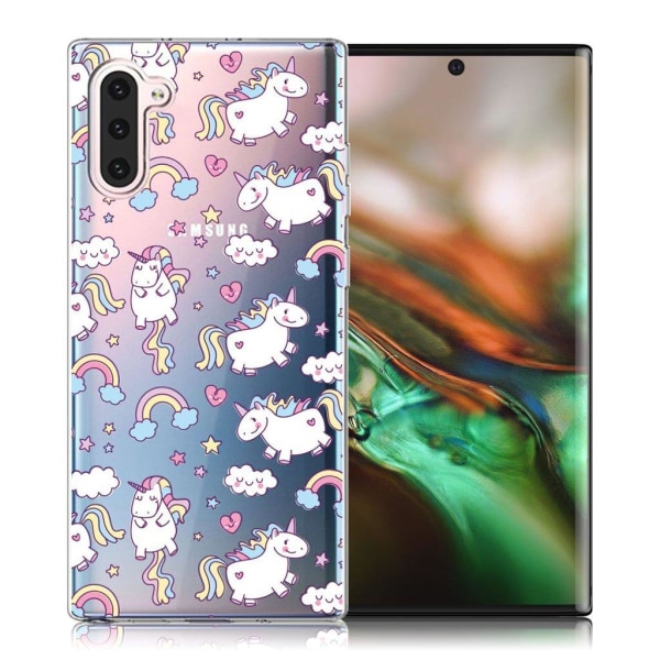 Generic Deco Samsung Galaxy Note 10 Cover - Enhjørning Og Regnbue Multicolor