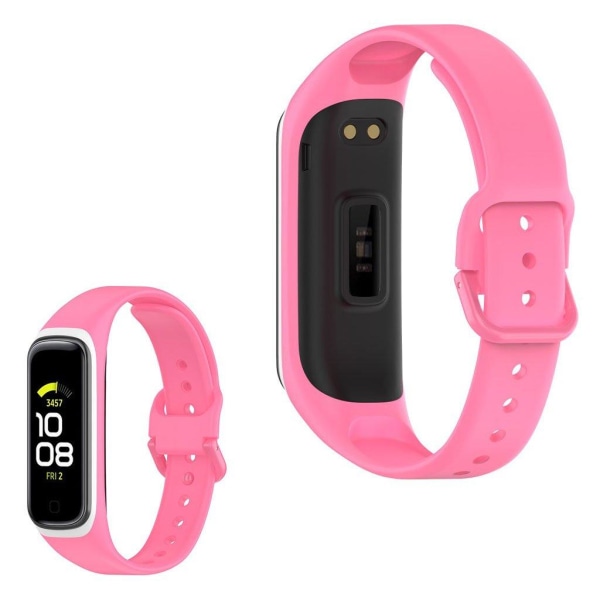 Generic Samsung Galaxy Fit 2 Bi-color Silicone Watch Band - Pink / White