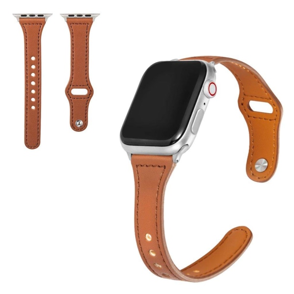 Generic Apple Watch Series 6 / 5 40mm Button Snap Genuine Leather Brown