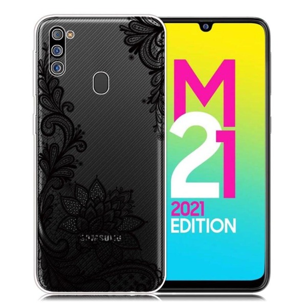 Generic Deco Samsung Galaxy M21 2021 Etui - Lace Blomst Black