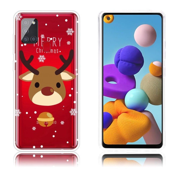 Generic Christmas Samsung Galaxy A21s Etui - Brun Elg Og Snow Brown