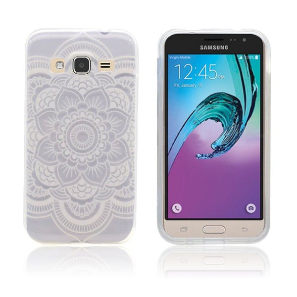 Generic Samsung Galaxy J3 (2016) Beskyttende Siliconecover - Henna Lotus Transparent