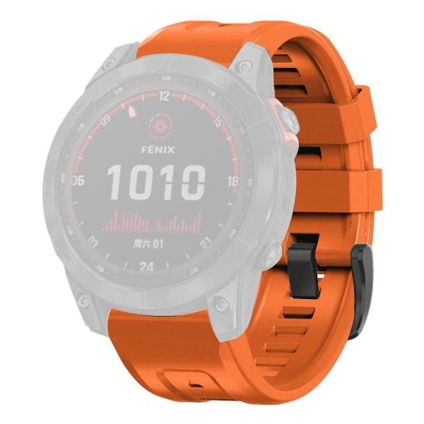 Generic Garmin Fenix 7x Silicone Watch Strap With Buckle - Orange