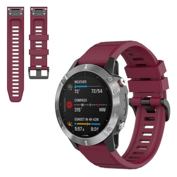 Generic Garmin Fenix 6x Pro Silicone Watch Band - Wine Red