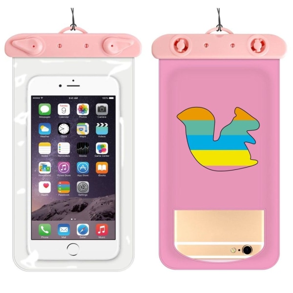Generic Universal Cartoon Pattern Waterproof Pouch For 6-inch Smartphone Pink