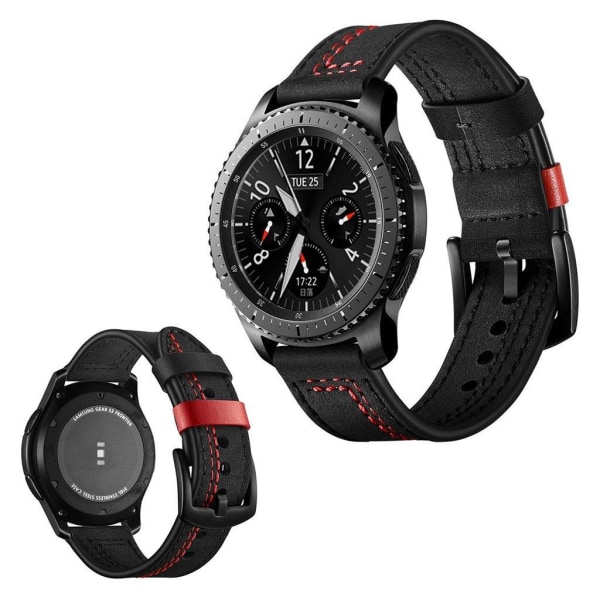 Generic Huawei Watch / Samsung Gear S3 Frontier Ægte Læder Urrem - Black