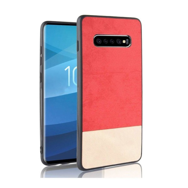 Generic Samsung Galaxy S10 Plus To-farvet Hybrid Læderetui - Rød Red