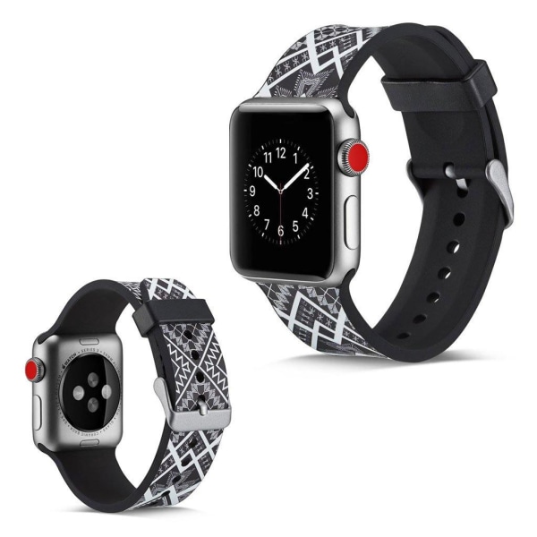 Generic Apple Watch Series 5 40mm Camouflage Silikone Urrem - Diamant Ab Black